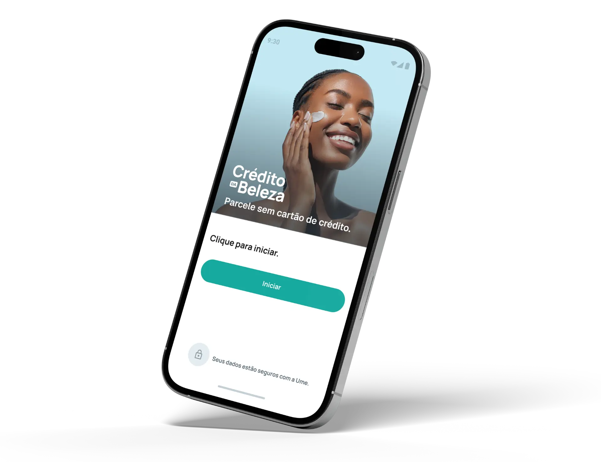 Aplicativo do Crédito da Beleza em um smartphone